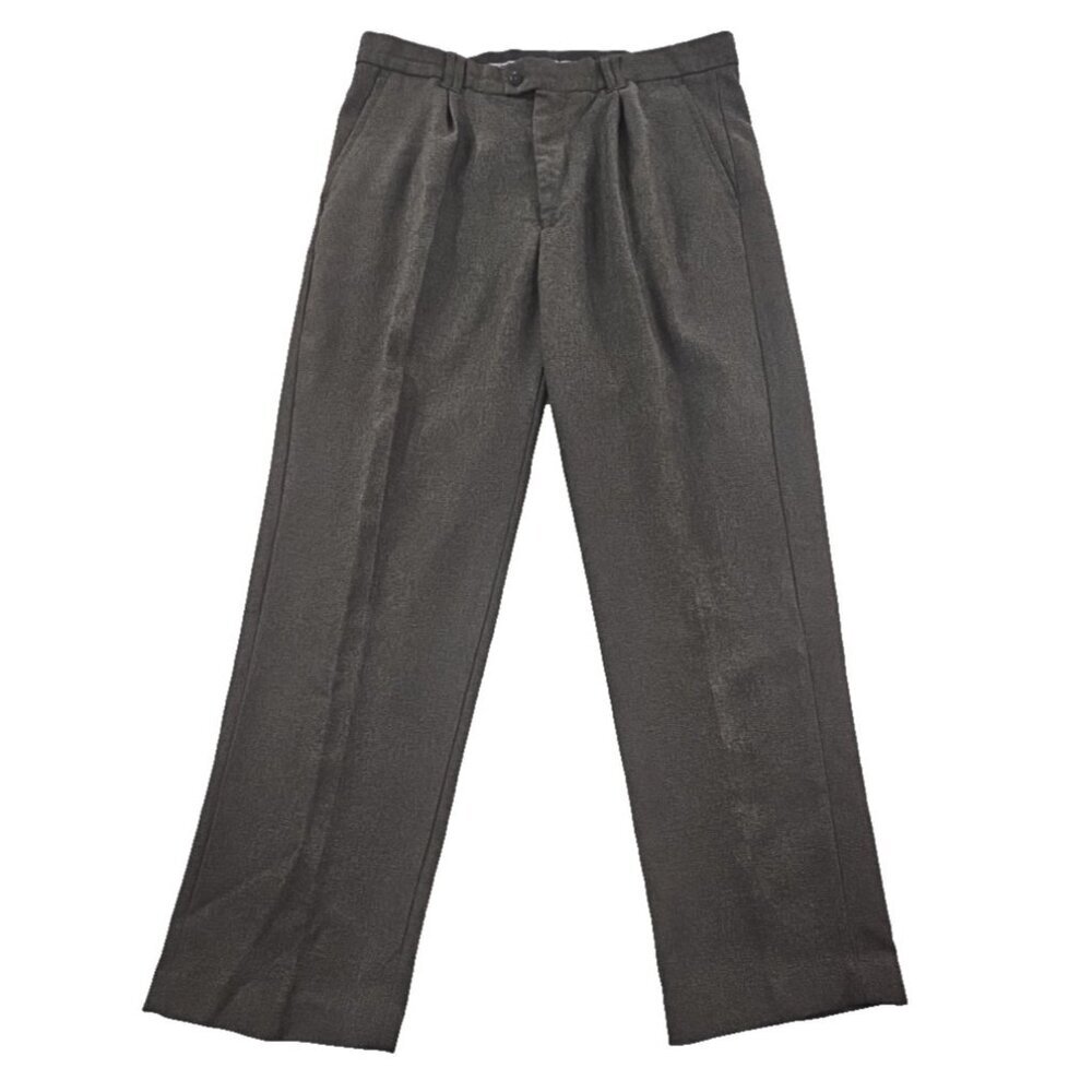 Stacy Adams Twill Pleated Dress Pants Men's‎ 40x32 Brown Quiet Luxury EUC Luxe